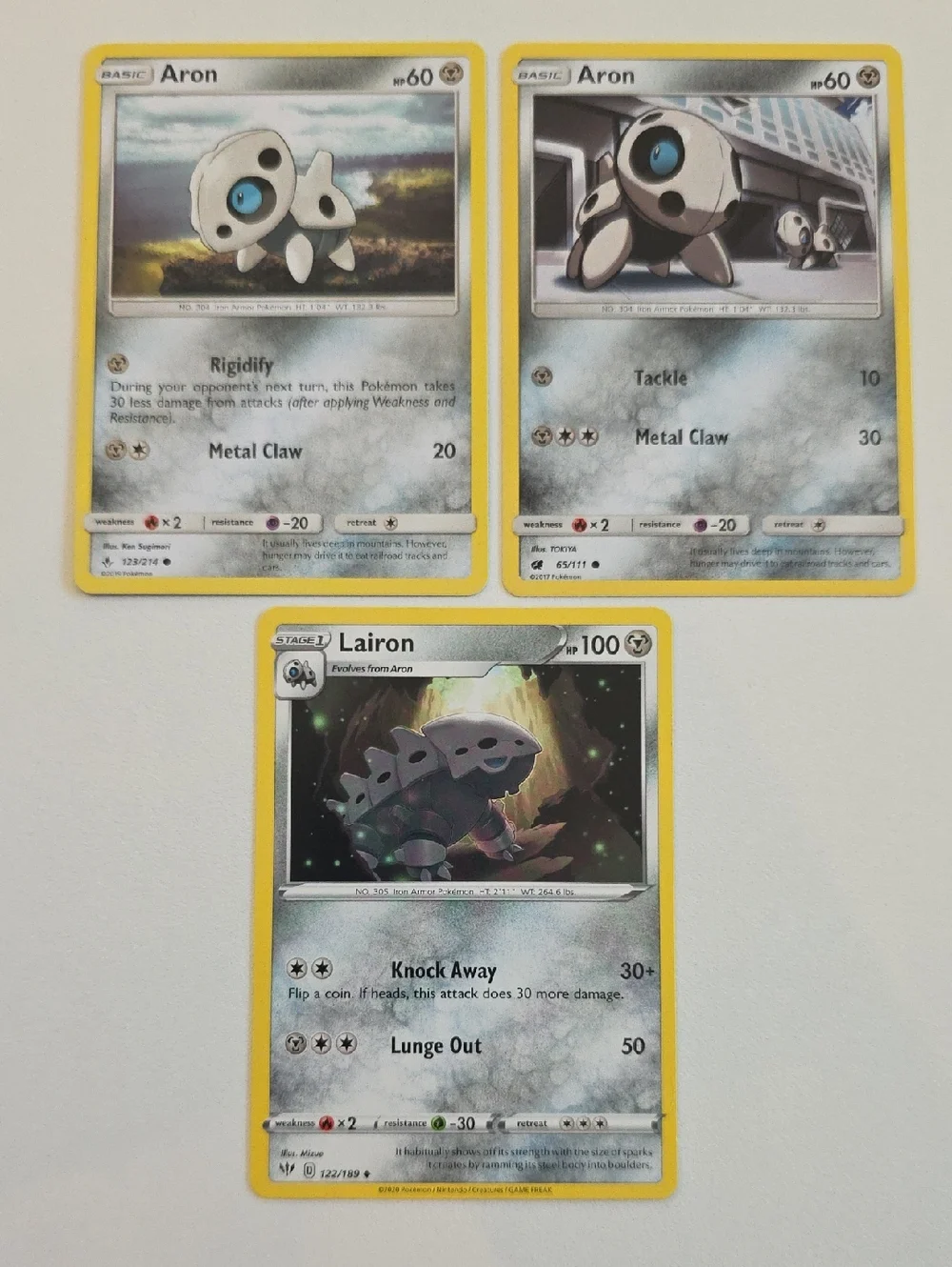 Pokemon Aron And Lairon Cards